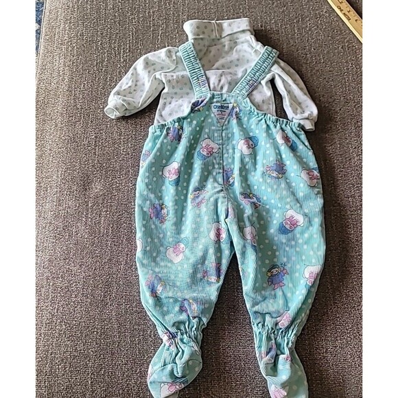 Vtg Osh Kosh Bgosh Snowman Courderoy Overalls Matching Turtleneck Snowball Feet - Picture 12 of 14